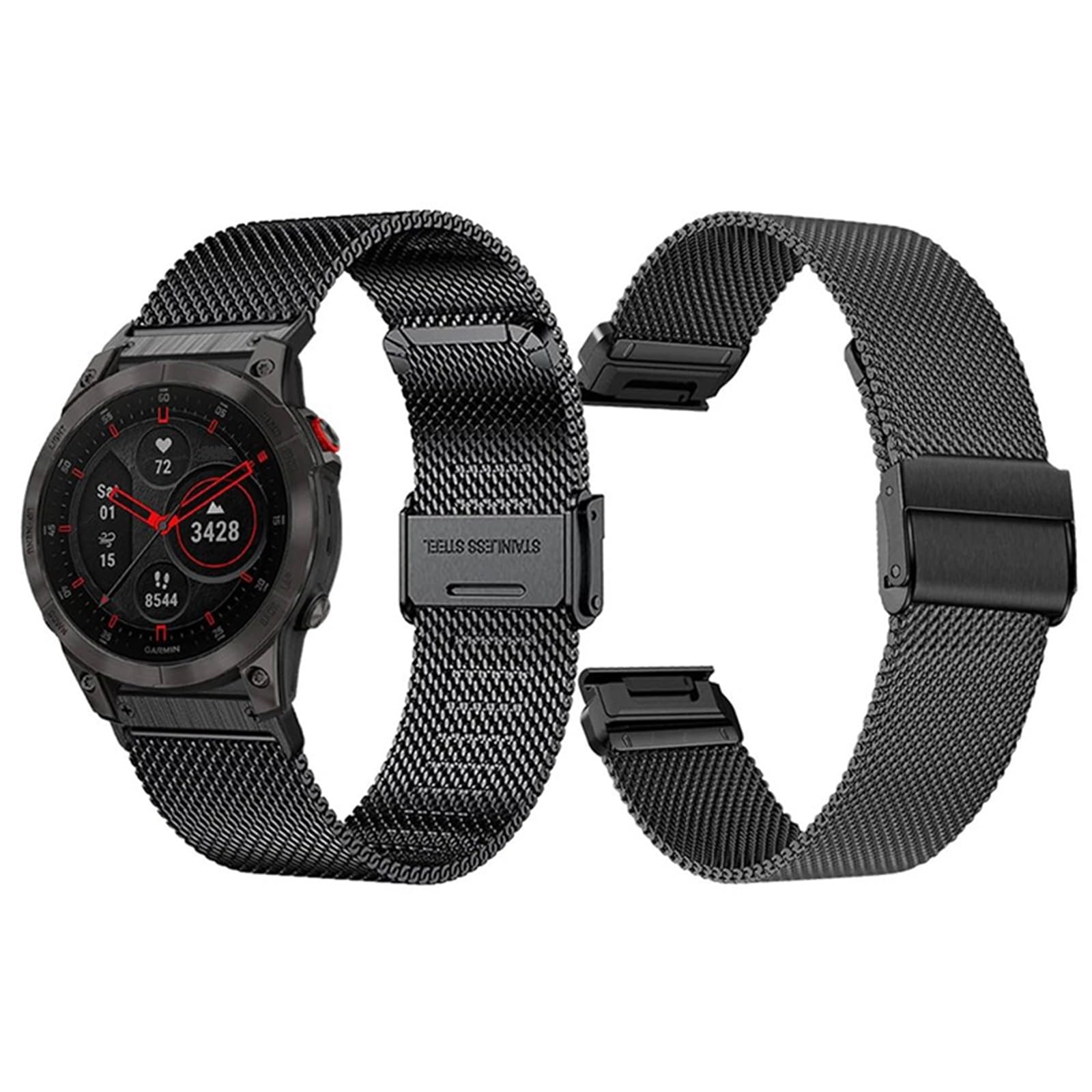 SERDAS 22mm 26mm QuickFit Milanese Metal Strap For Garmin EPIX GEN2 Fenix7 7X Solar/6X 6XPro 5XPlus Forerunner 955 Enduro 2 Watchbands(Black,For Fenix 7X)