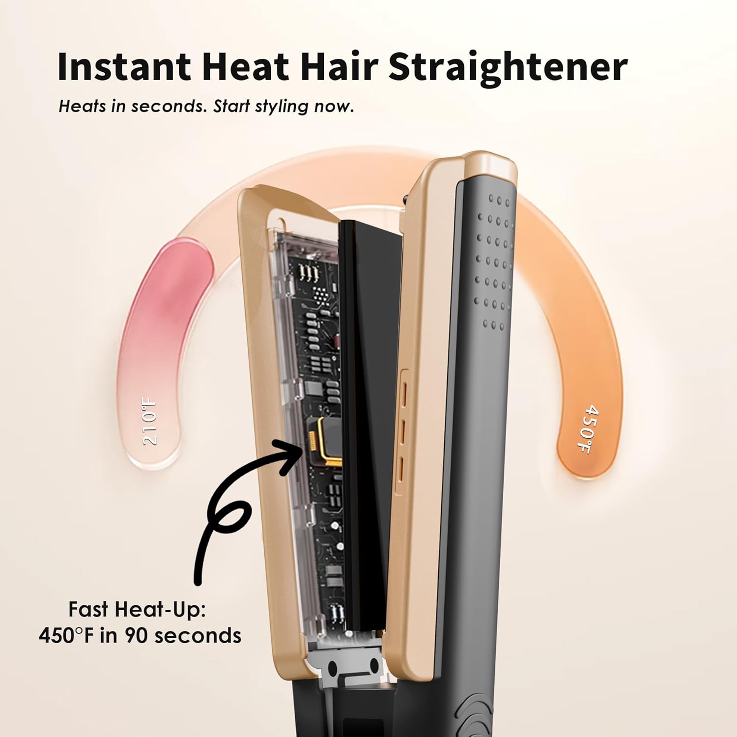 Hair Straightener Flat Iron, 1 3/4" Wide Ceramic Plates Ionic Dual Voltage Straightener for Thick Hair Women, 210℉-450℉ Fast Heating for Shiny and Smooth Results