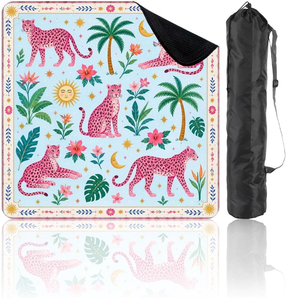 Travel Mahjong Mat 21" Non-Slip Noise-Reducing Pink Leopards Game Pad
