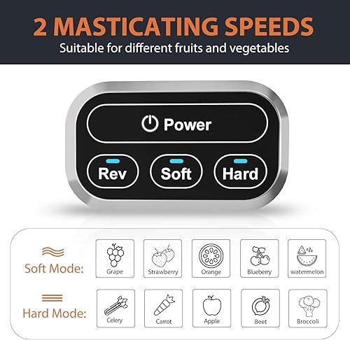 Miniatura 4 de Aeitto Exprimidor lento exprimidor de prensa fría exprimidor con canal de 3 pulgadas de ancho modos de 2 velocidades y función de reversa exprimidor