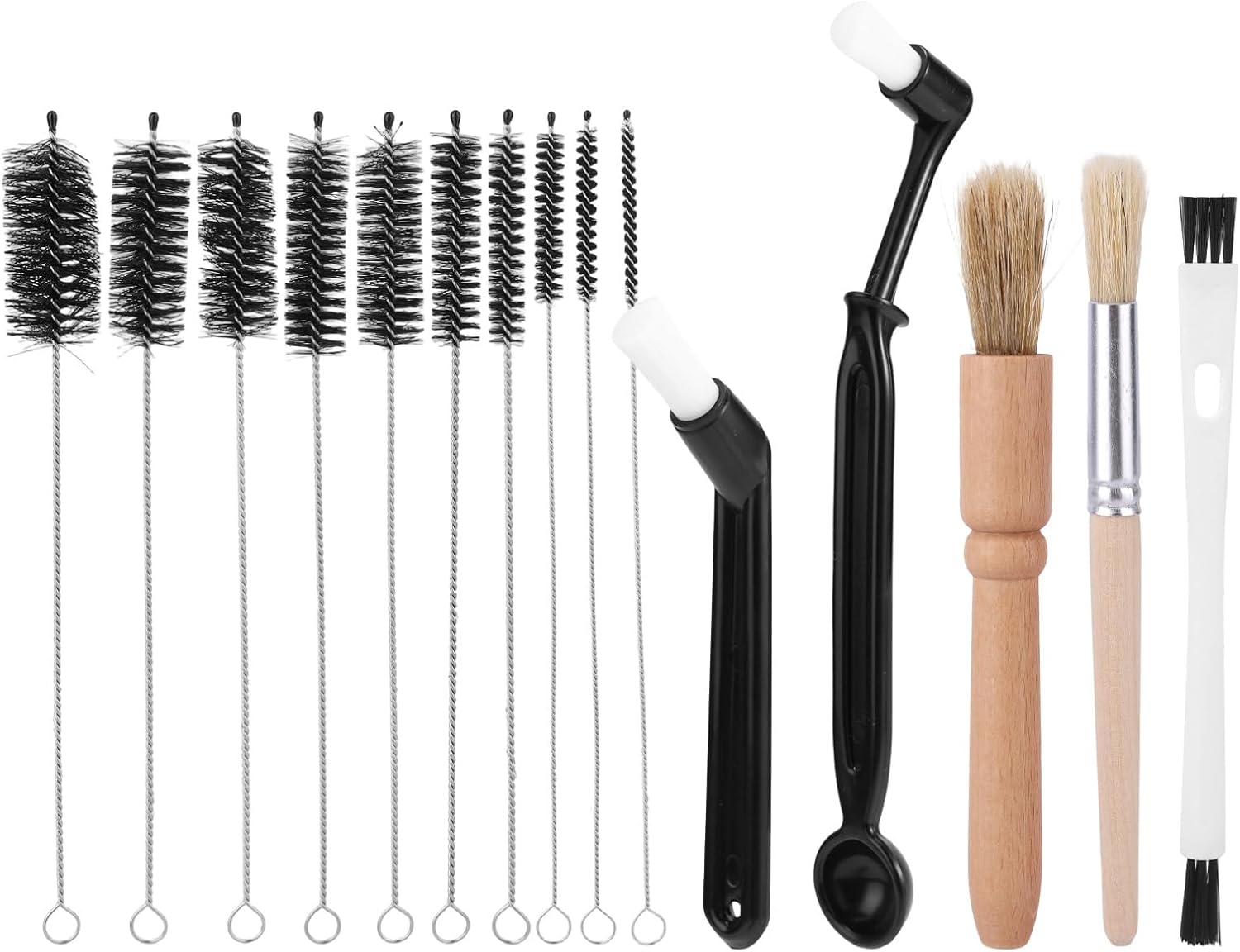 15pcs Coffee Machine Cleaning Brush Kit, Espresso Machine Cleaning Tools Set with 10 Size Detail Clean Brushes Accessories for Water Bottles Glasswares Mugs Coffee Pots Cups