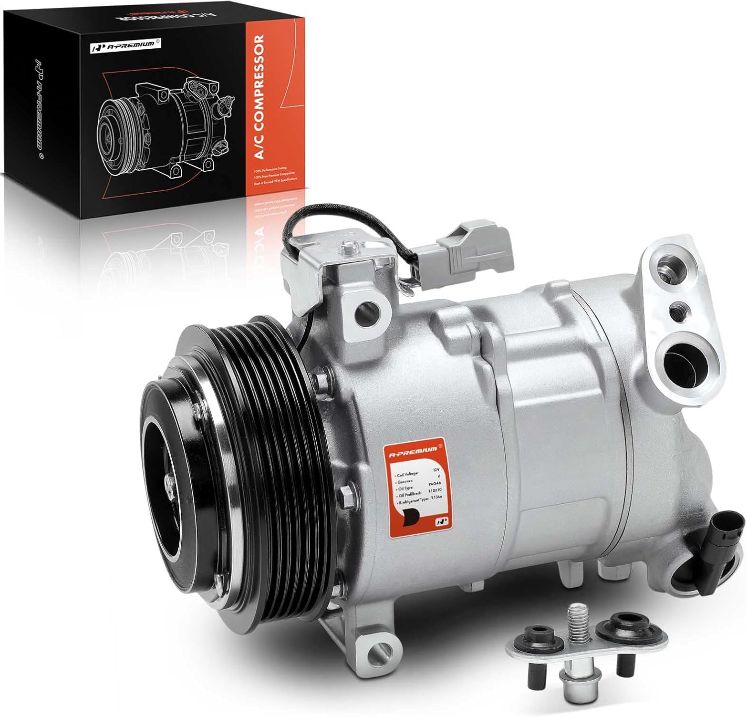 A-Premium Air Conditioner AC Compressor with Clutch Compatible with Jeep Renegade & Fiat 500X, 2014-2024, 1.6L 2.0L