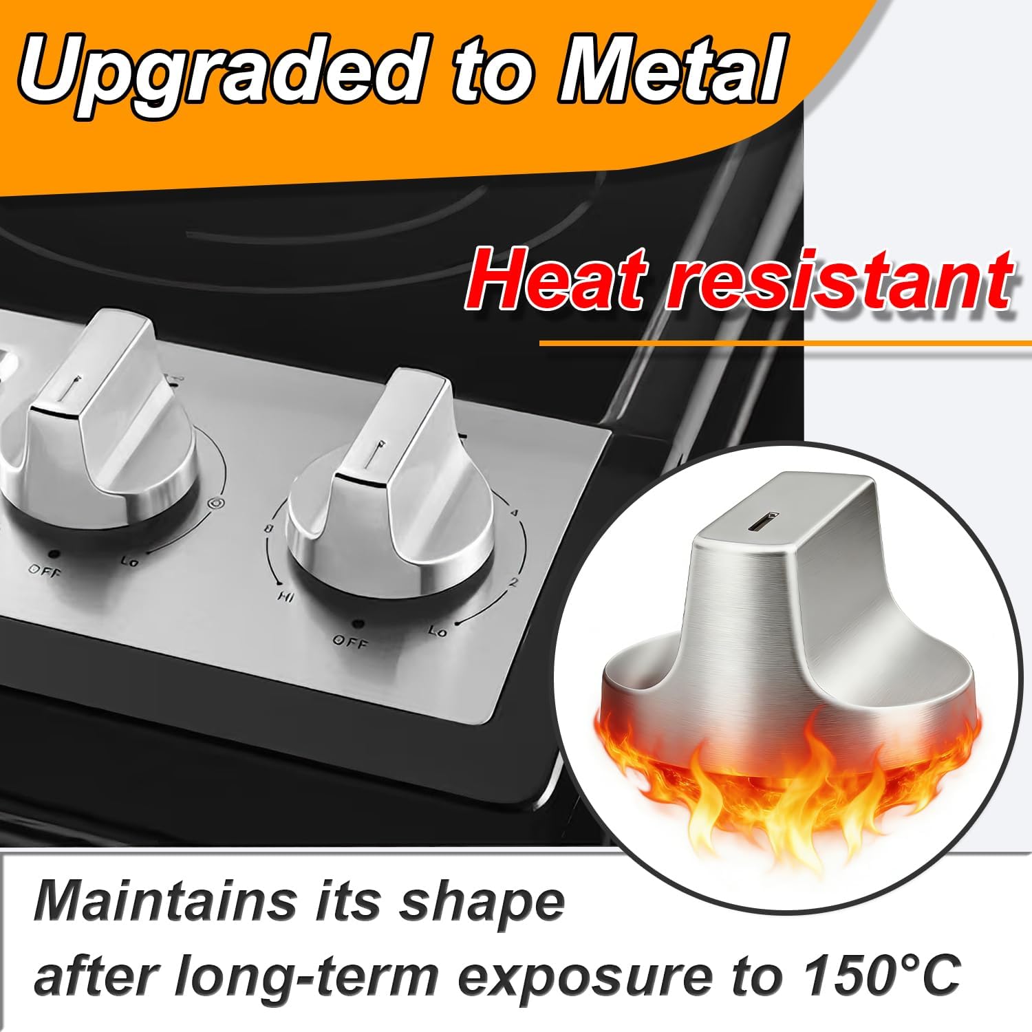 Enhanced W11517331 Stove Metal Knob Fit for Whirlpool Electric Range Oven Knobs Replacements W10850027, W11117415, W11458840. Compatible WFE745H0FH0,WFE745H0FS0,WFE770H0FZ0,YWEE515S0LS0,YWEE745H0FE0