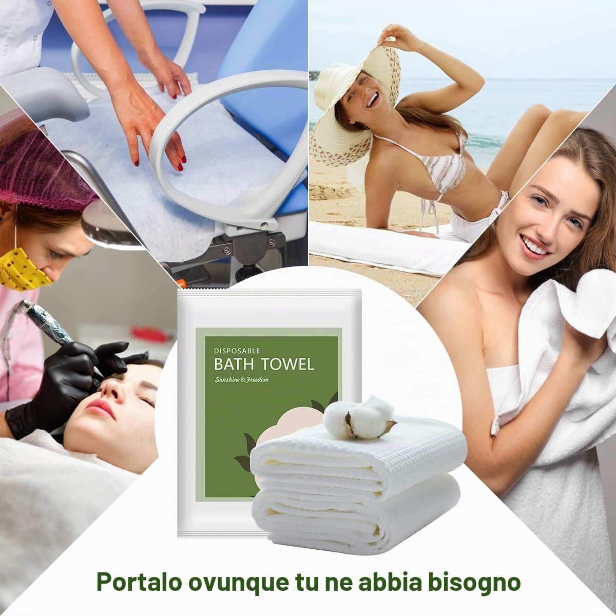 10pcs Asciugamani USA e Getta Ispessito, 70 x 100cm Portatili Asciugamani Monouso, Telo Doccia Grandi Monouso per Parrucchiere Massaggi Cosmetologia e Pulizia