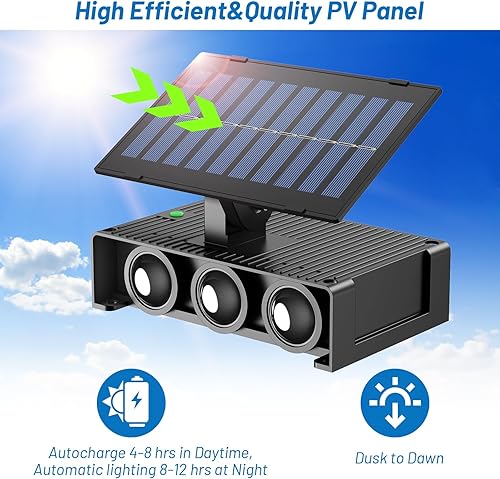 Miniatura 4 de Sunvivo - Luces solares de pared para exteriores, inalámbricas, impermeables IP65, panel fotovoltaico ajustable, lámpara de pared arriba y abajo,