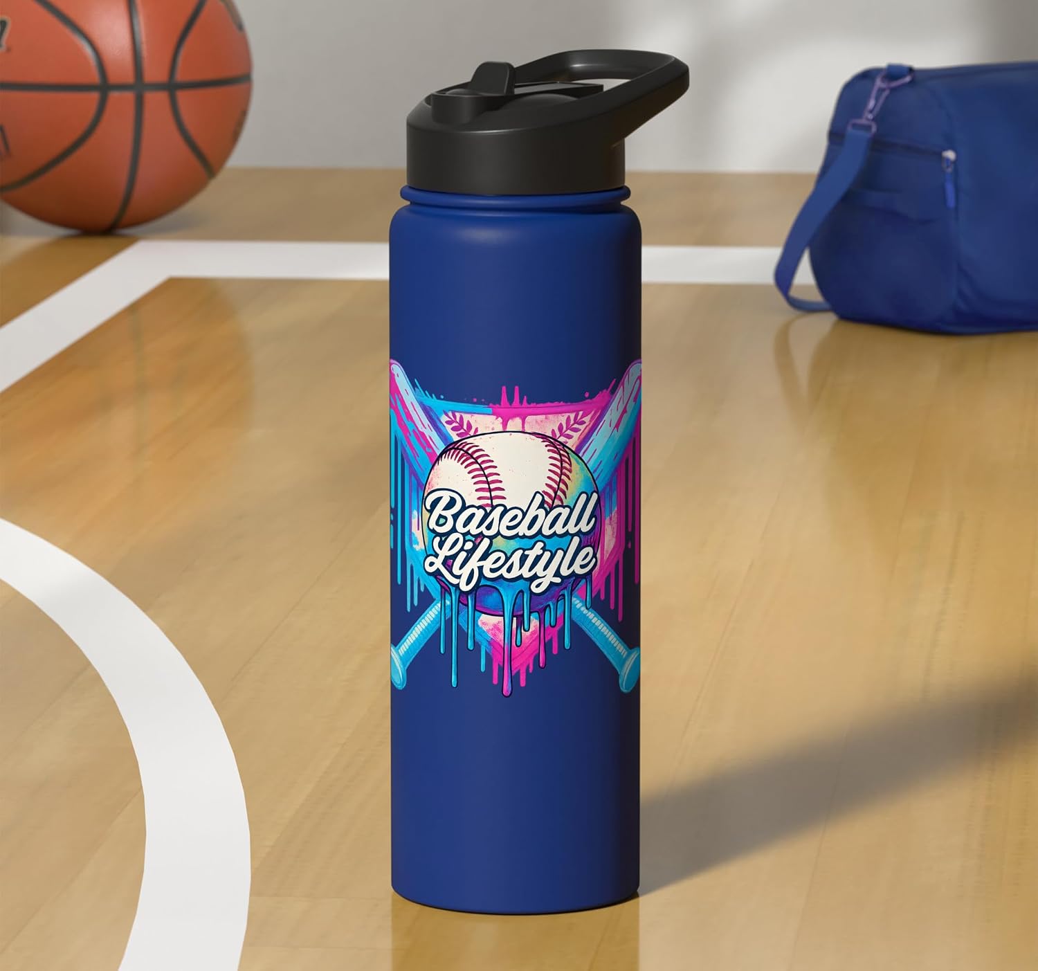 Baseball Life Style 101 Apparel Youth Drip Baseball Stainless Steel Insulated Water Bottle