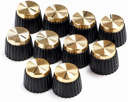 10Pcs Guitar Amplifier AMP Knobs with Gold Cap Push On Knobs for Marshall Amplifier, Black
