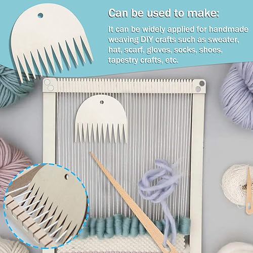 Miniatura 5 de Juego de herramientas de tejido de madera, con aguja de ganchillo y peine de madera para tejer Inkle Loom de punto suministros de manualidades
