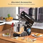 KUCCU 660W Mélangeur de position, 6.5 Qt Tilt-Head Food Dough Mixer, 6+P Speeds Kitchen Electric Mixer avec bol en acier inoxydable, Crochet de douille,Whisk, Beater, Egg White separator - noir