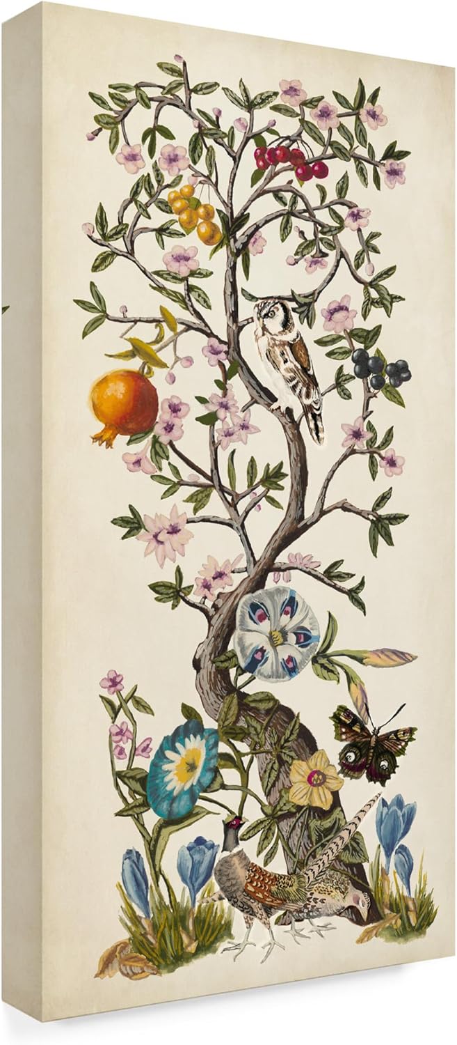 Wrapped Canvas Wall Art - Naomi McCavitt 'Chinoiserie Natura I' Wall Art for Living Room, Bedroom, or Office Décor - 16x32