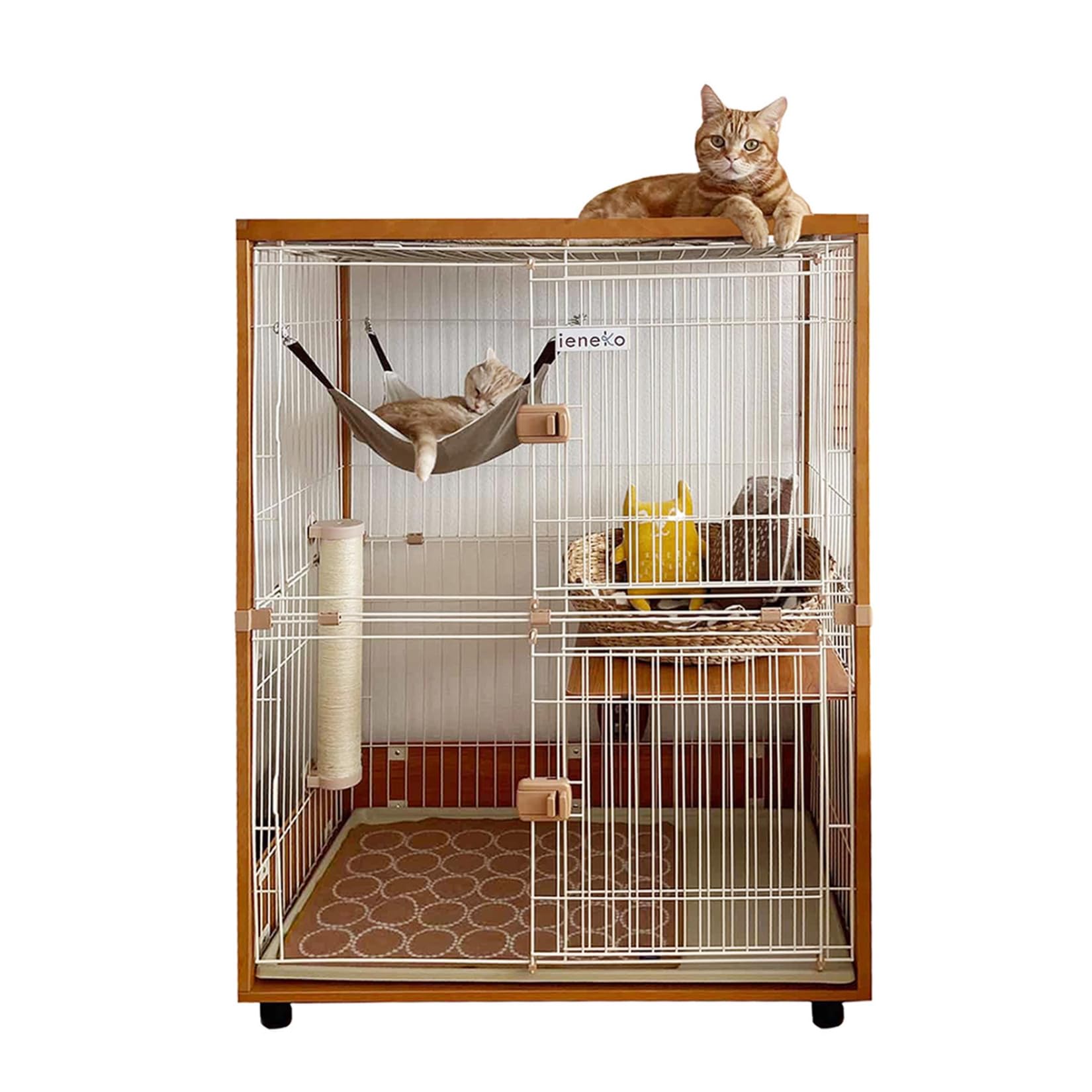 Amazon | 【公式】 ieneko 猫 ケージ 2段 キャットケージ 木製｜大型