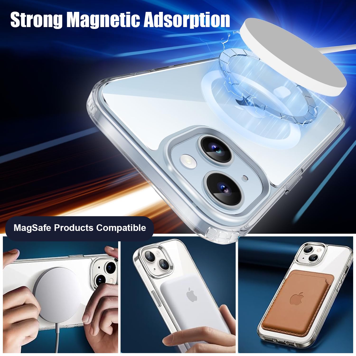 For IPhone 13 /iPhone 14 Case, Compatible With MagSafe, Heavy Duty Shockproof Protection Phone Cases, Double Layer Transparent Magnetic Protective Cover For IPhone 13/iPhone 14, 6.1 Inch, Black - View #10