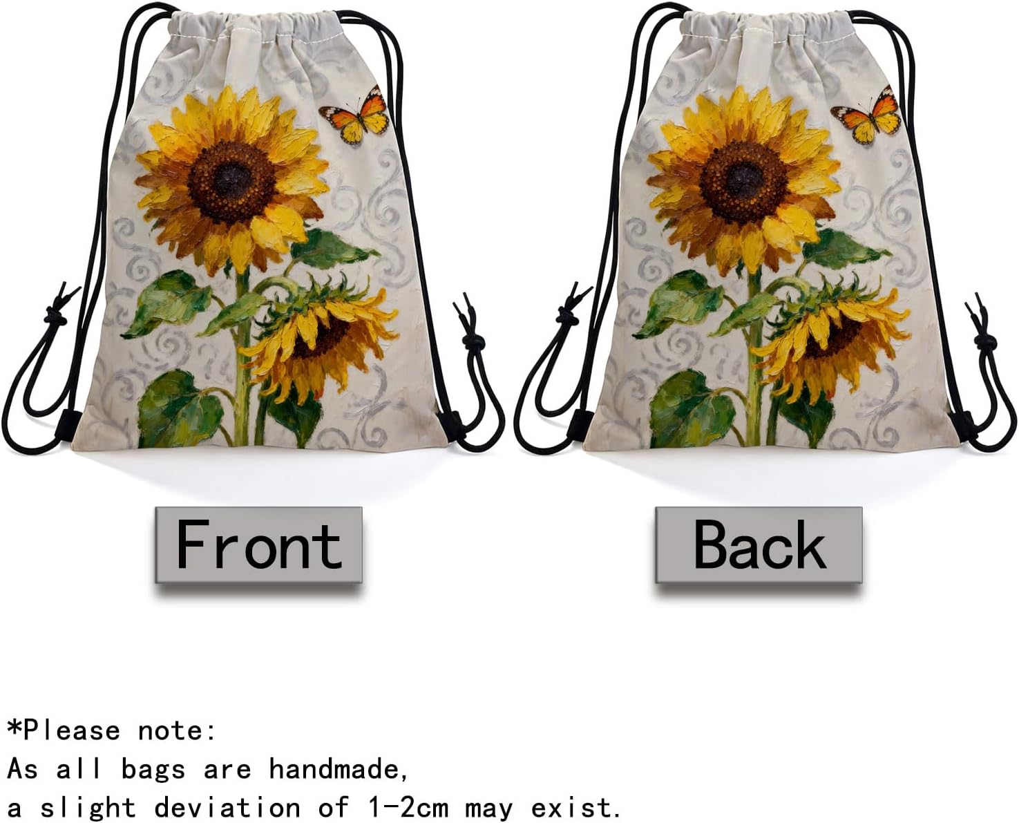 Retro Sunflower Dual-Sided Print Drawstring Bag
