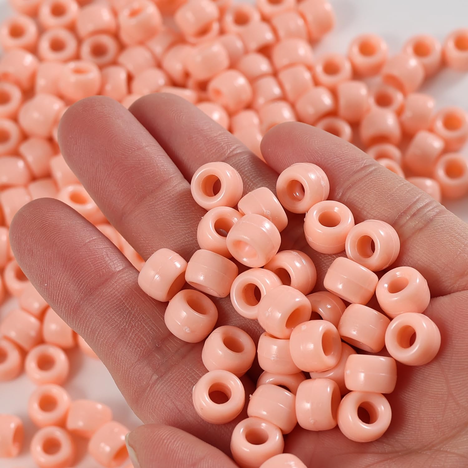 1000 Pcs Acrylic Pony Beads 6x9mm Bulk for Bracelet Necklace Jewelry Making Earring Hair Braiding Kandi Beads (Light Orange) - Image 3