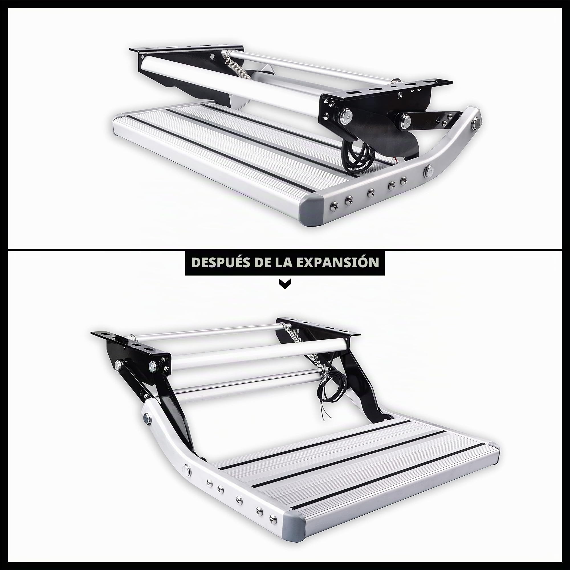 Pedal de Autocaravana Manual Plegable único Pasos con luz LED, Escalera, Pedal telescópico Antideslizante, para Autocaravana, Caravana