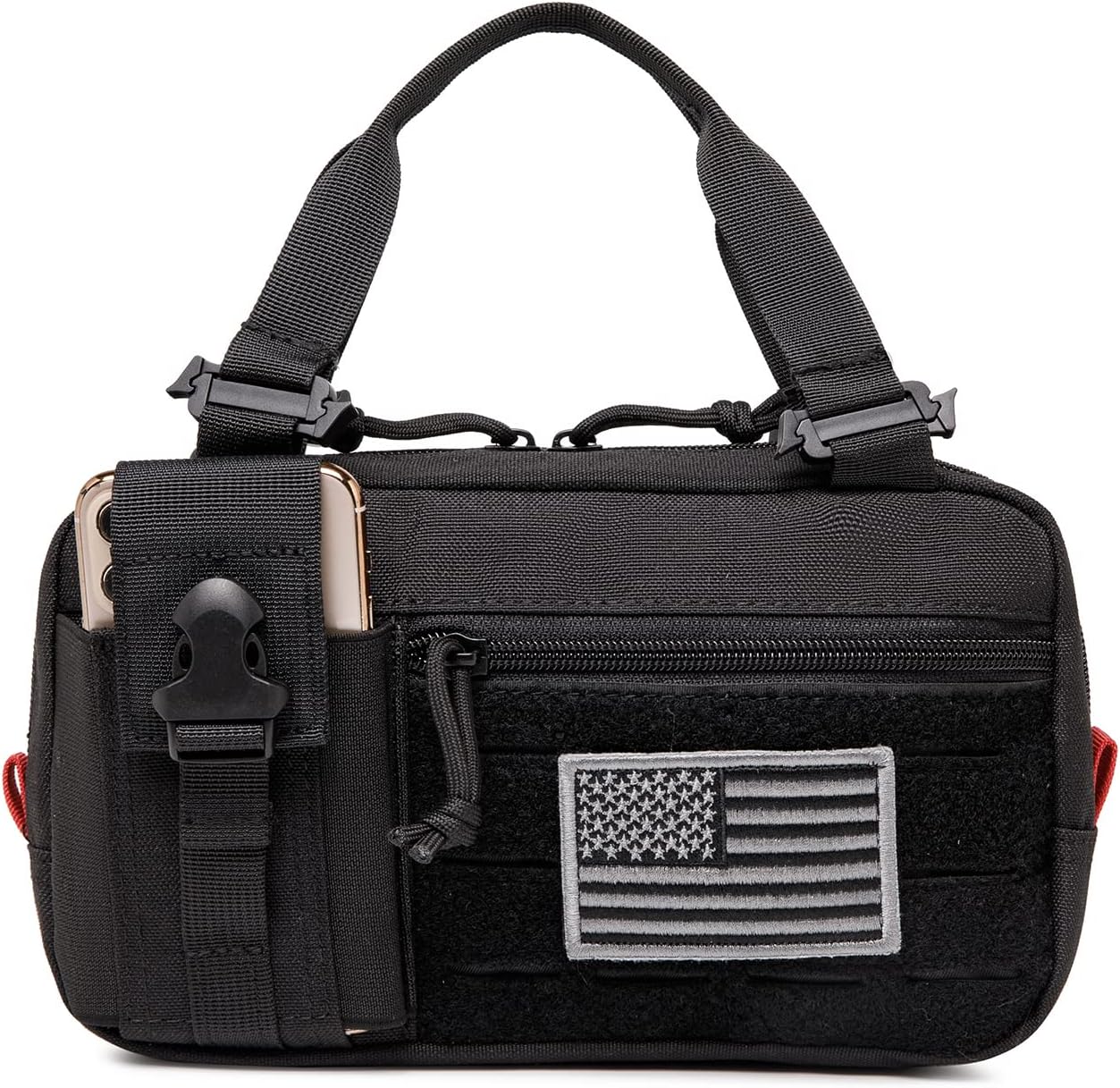 Molle Admin Pouch with Laser Cutting Loop,Car EDC EMT Molle Pouches, Large Capacity Tactical Pouch, EDC Pouch Organizer Include US Flag