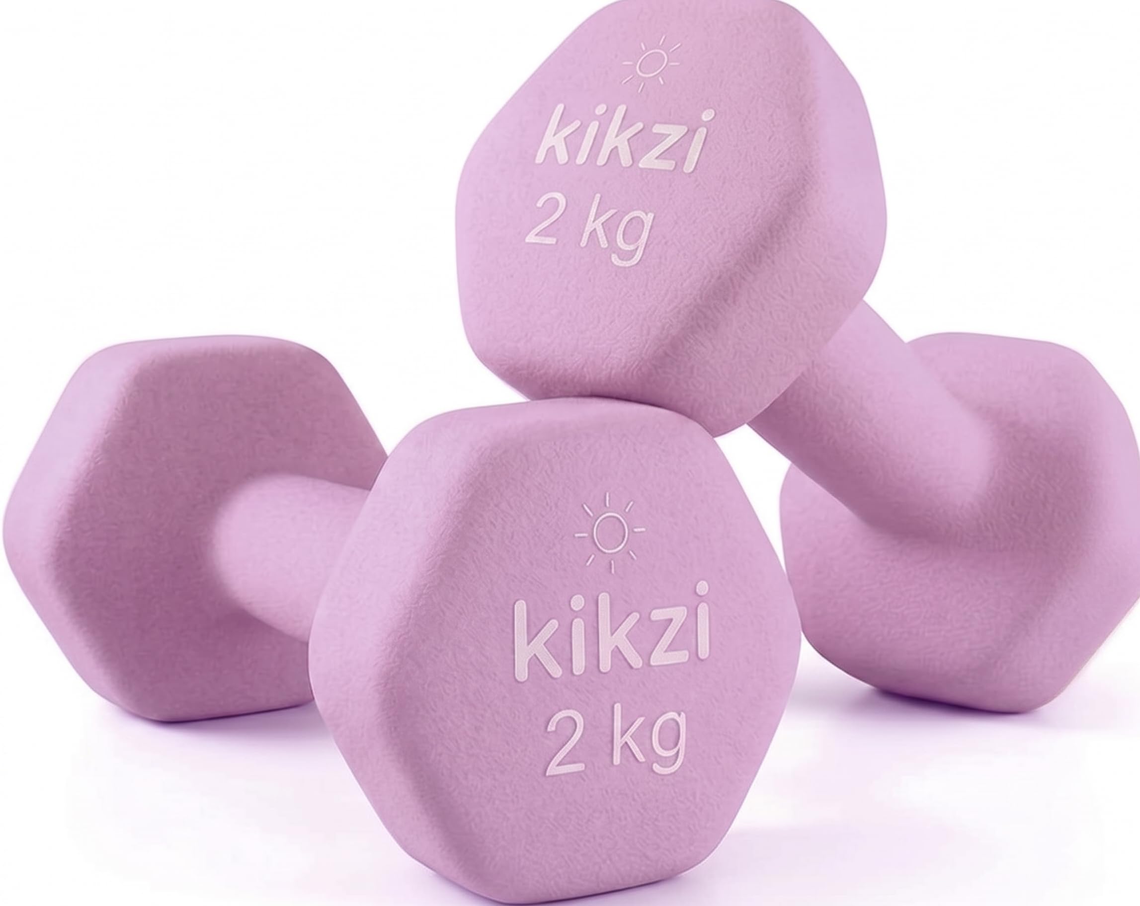 Kikzi® Pair Neoprene Dumbbell Non-Slip Grip Cast Iron Core Hand Weights Home Gym (yoga/pilates) (2 x 2kg - Pink)