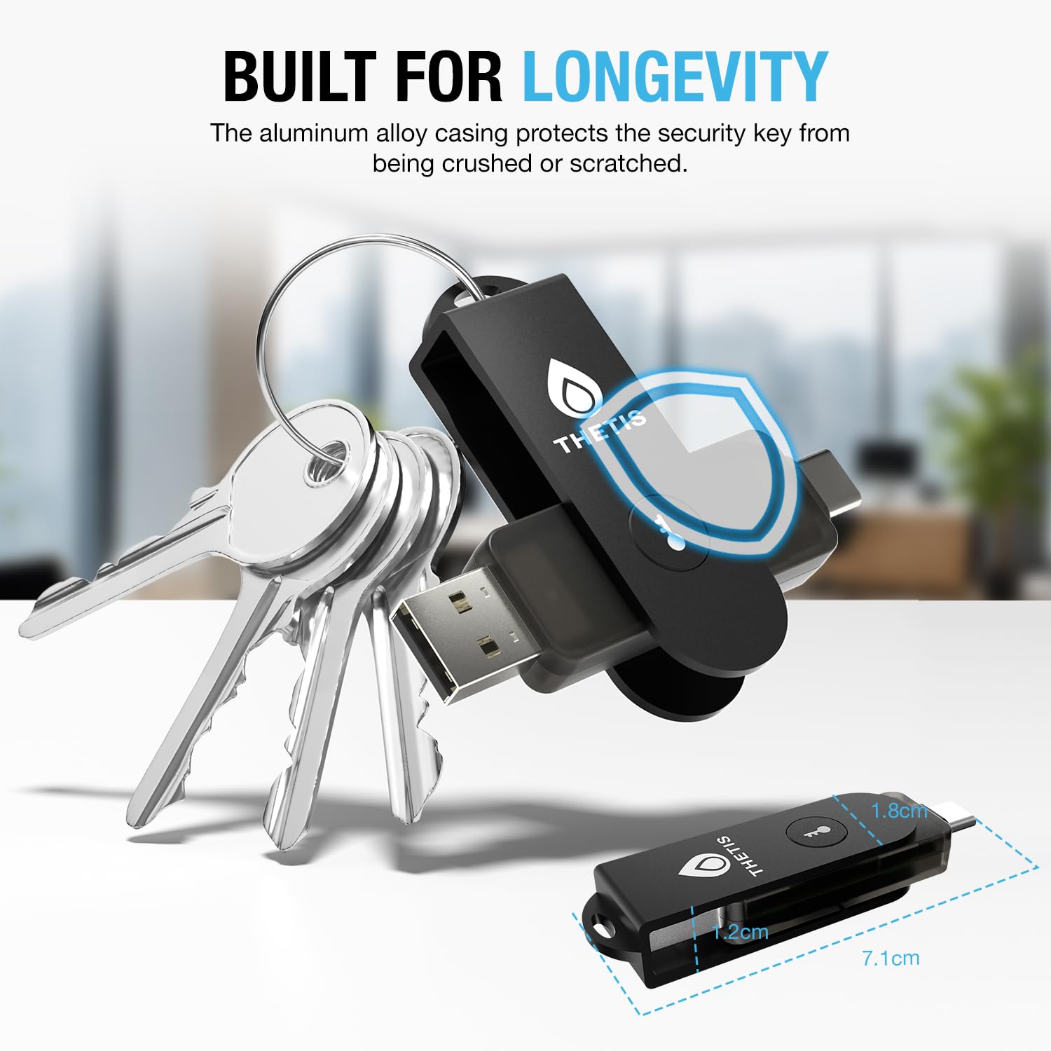 Thetis Pro For Business - Llave de Seguridad FIDO2 L2 MFA y NFC Passkey Access para ERP Escolar, Cuenta en línea de empleados, Compatible con Coinbase Google Workspace Apple ID Window Salesforce