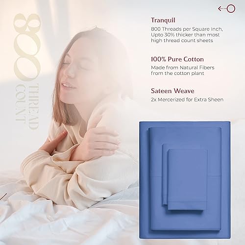 Miniatura 3 de Mayfair Linen - Juego de sábanas de 100% algodón de fibra larga, tejido de satén que proporciona una sensación suave y sedosa, se adapta a colchones