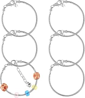 Silver Metal Snake Charm Bracelet, 6 PCS Adjustable Snake Chain Bracelet...