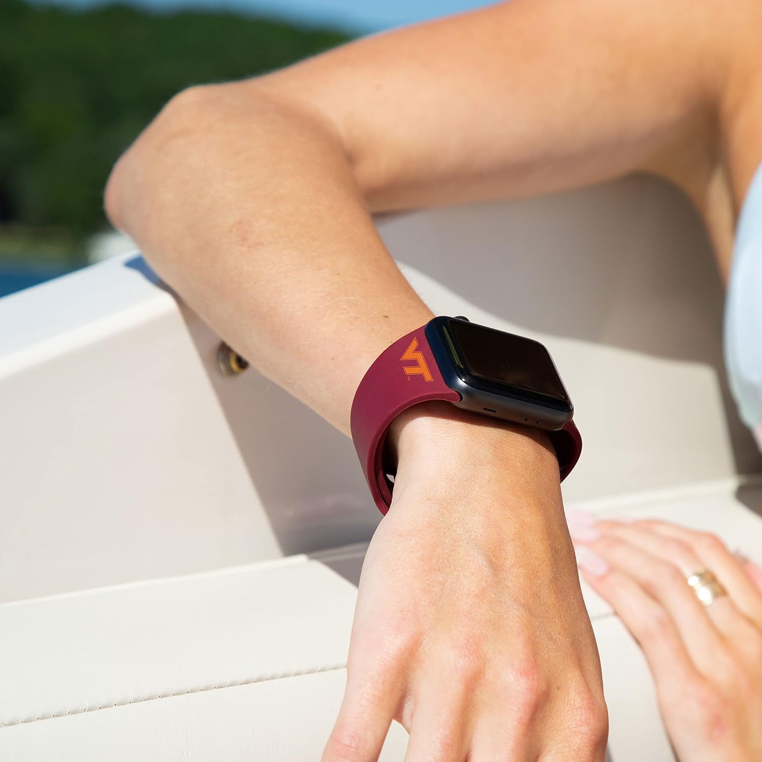 Affinity Bands Virginia Tech Hokies Silicone Sport Band and Case Cover Combo Package Compatible with Apple Watch and AirPods Pro (38/40/41mm (42mm Series 11) Maroon)