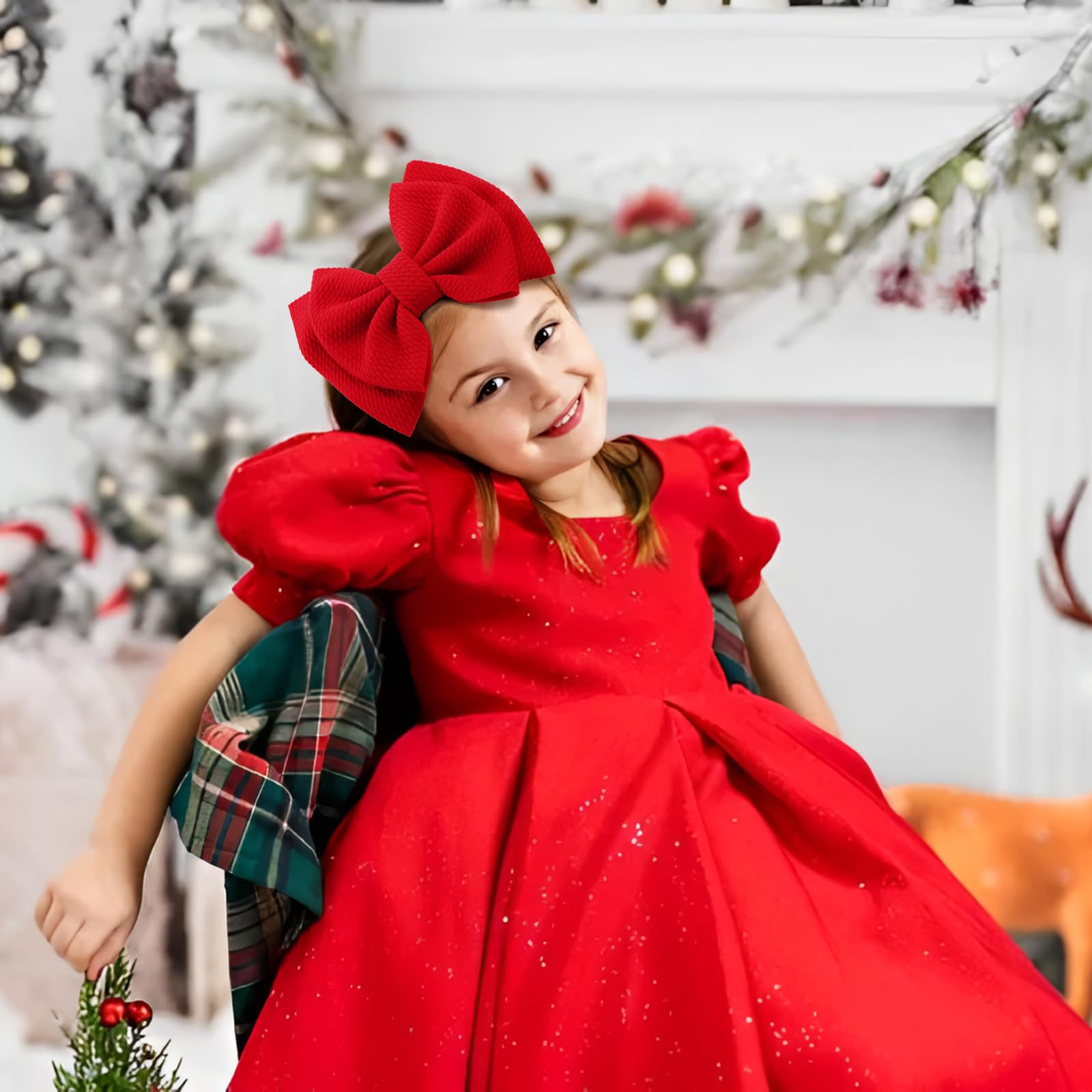 YanJie Christmas Baby Hair Clips, Baby Bows Hair Pins Alligator Clips Handmade Bows Clips Toddler Hair Accessories for Baby Girls Infants Toddlers (6