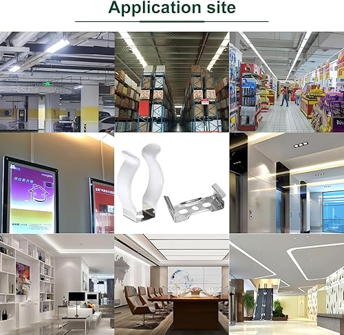 Miniatura 36 de Othmro Paquete de 100 clips T8 para tubo de luz LED, tubo fluorescente LED, acero al manganeso niquelado