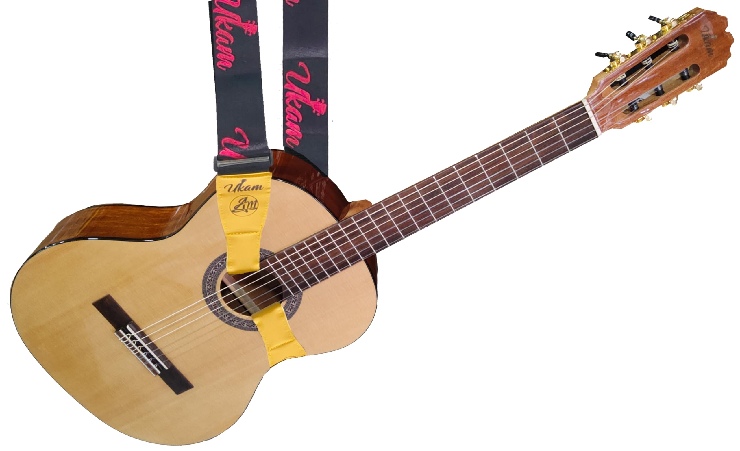 Ukam Tracolla chitarra doppio gancio mod.UKAM00056 regolabile Lunghezza 100 a 152 x Larghezza speciale 5 cm Ideale per chitarre spagnole, acustic attacchi. MADE IN SPAIN (nero/marrone), Nero, marrone