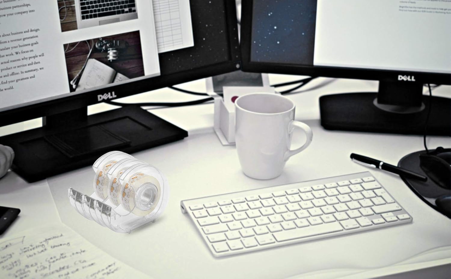 BOMEI PACK Office Transparent Tape with Dispenser, 16PACK Clear Refill Rolls Gift Wrap Tape Dispenser, 3/4in x 1000in : Office Products