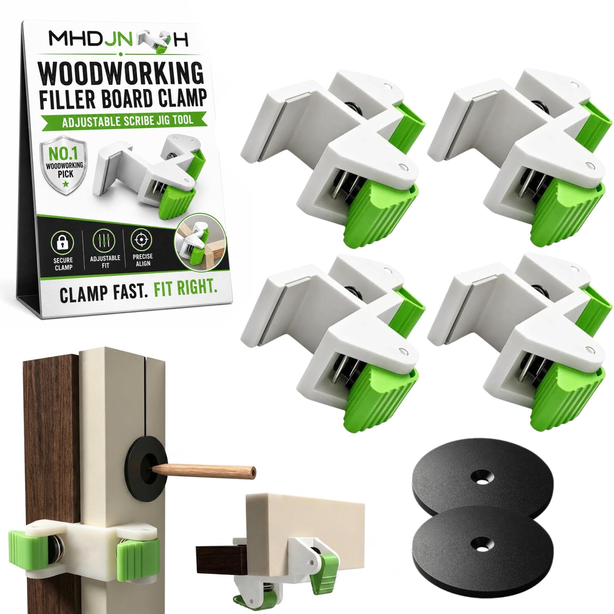 Adjustable Scribe Jig, Woodworking Filler Board Installation Clamp, Cabinet Fitting Scribing Tool for Carpenters and DIY Joinery Projects，4pcs