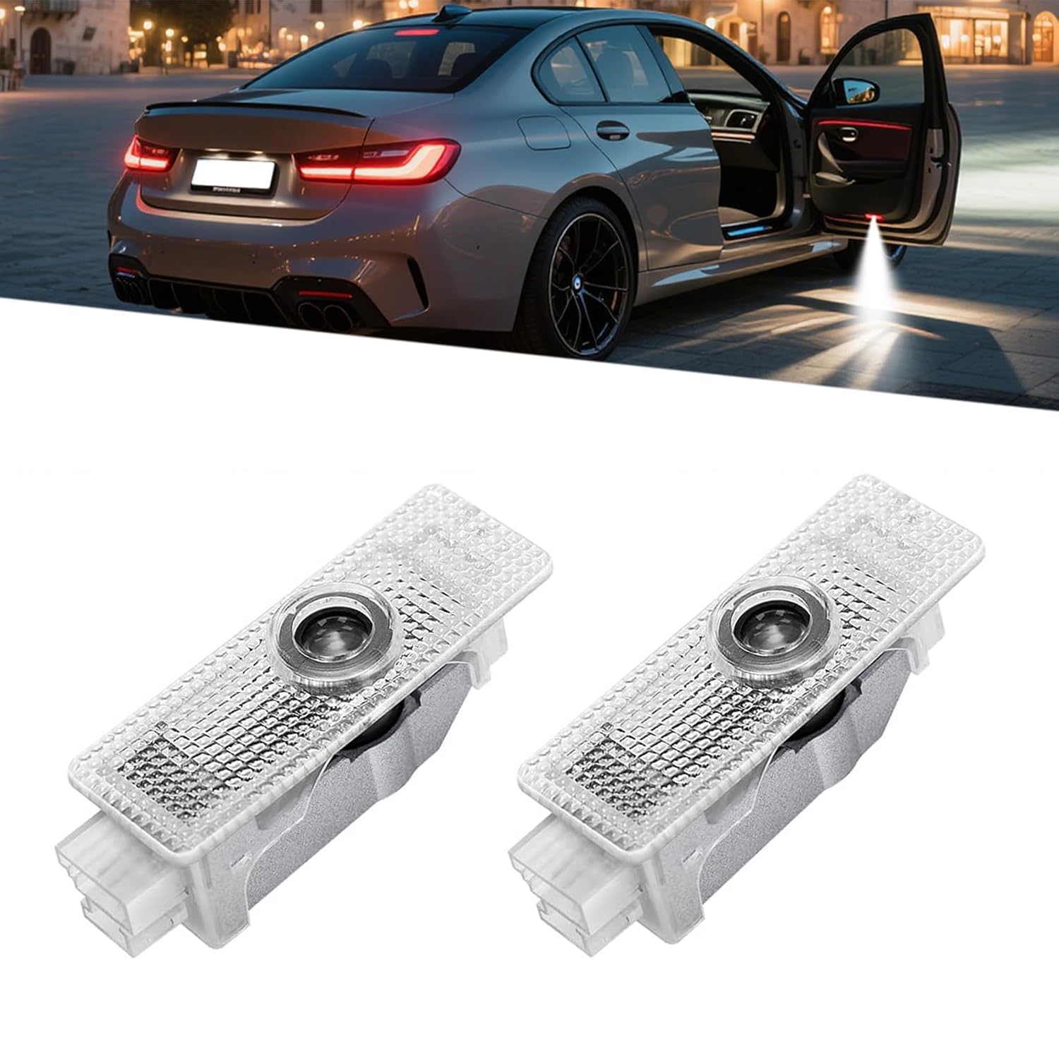 AutoQi Türlicht LED Laser Logo Projektor Kompatibel mit BMW Einstiegsbeleuchtung Lampe, 2 Stk (M-Power)