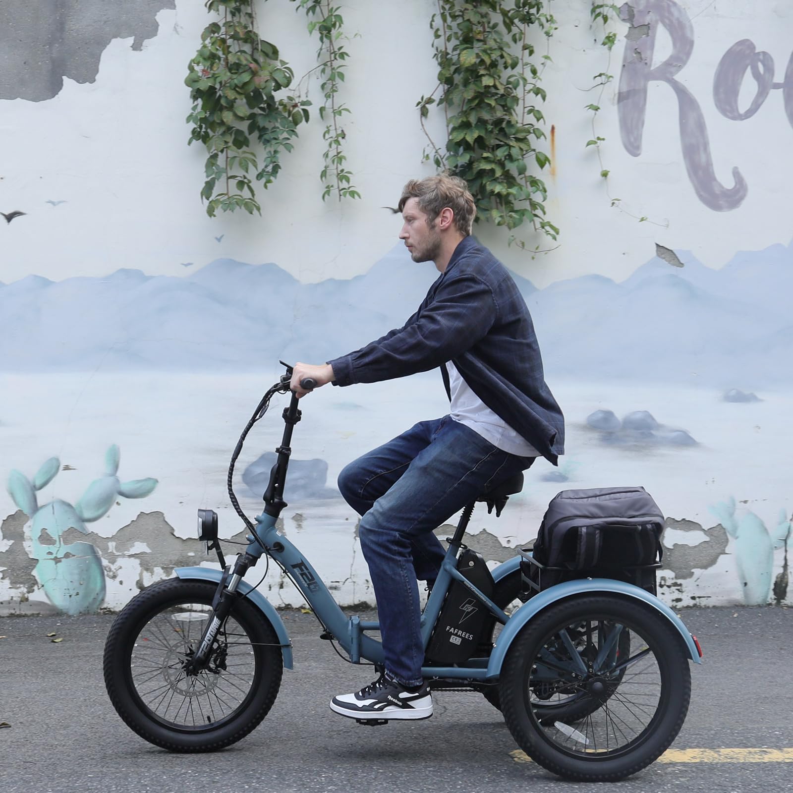 Fafrees F20 Mate E-Bike Triciclo, 20 * 3.0" Triciclo Elettrico Pieghevole Per Adulti Anziani, Batteria Da 48 V/18,2 Ah, Triciclo Elettrico Da Carico, Autonomia 110 KM (Blu)