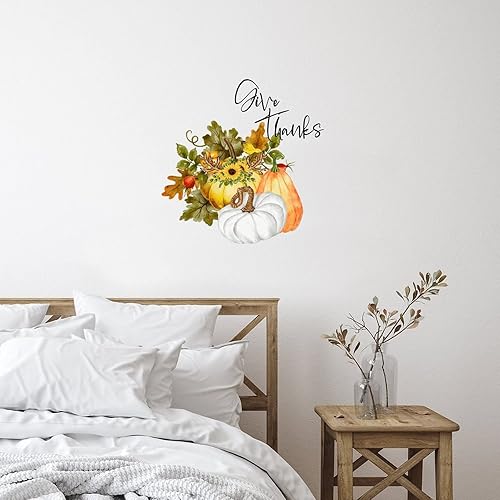 Miniatura 7 de Calcomanías de arte de pared con texto en inglés "Give Thank Things" (Acción de Gracias al aire libre), calcomanías de arte de pared reutilizables