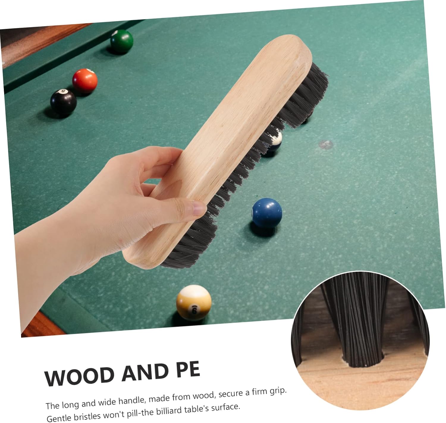 POPETPOP 2-Piece Wooden Pool Table Cleaning Brush Kit Billiard Table Sweeper Soft Bristles for Dust Removal Essential Billiards Accessories for Home and Game Rooms