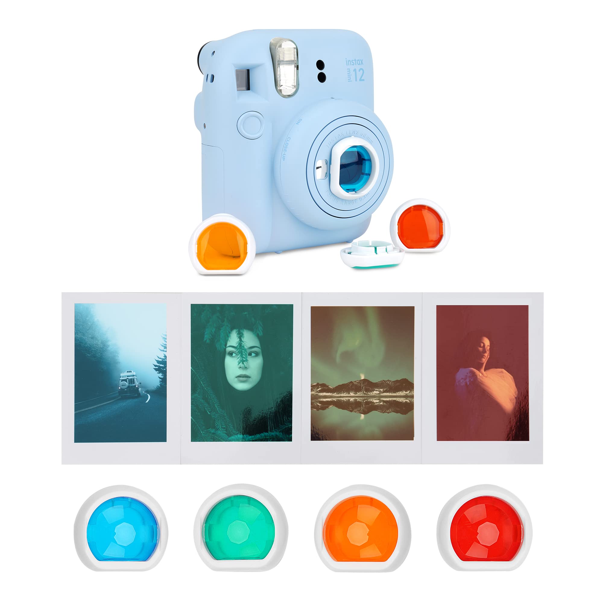 Accesorios 15 en 1 Mini 12 compatibles con cámara instantánea Fujifilm Instax Mini 12 (azul)