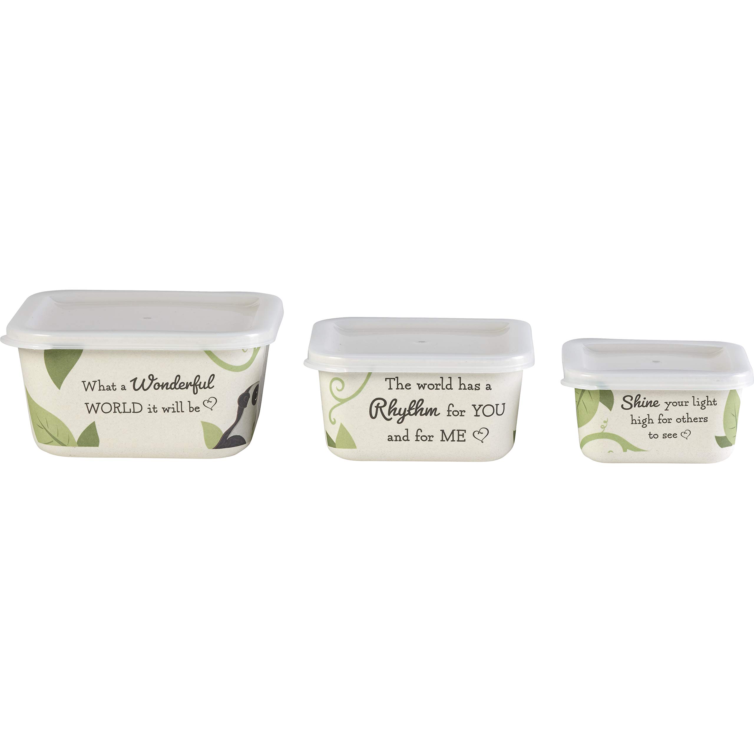 Precious Moments Set 3 Contenitori Per Snack In Bambù Con Animali (Elefante, Scimmia, Orso) – Lavabili In Lavastoviglie, Per Scuola E Viaggi