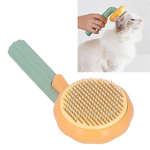 Miniatura 8 de Cepillo de aseo para mascotas, cepillo portátil de autolimpieza para mascotas, lindo cepillo de pelo de calabaza para gatos de interior, cepillo