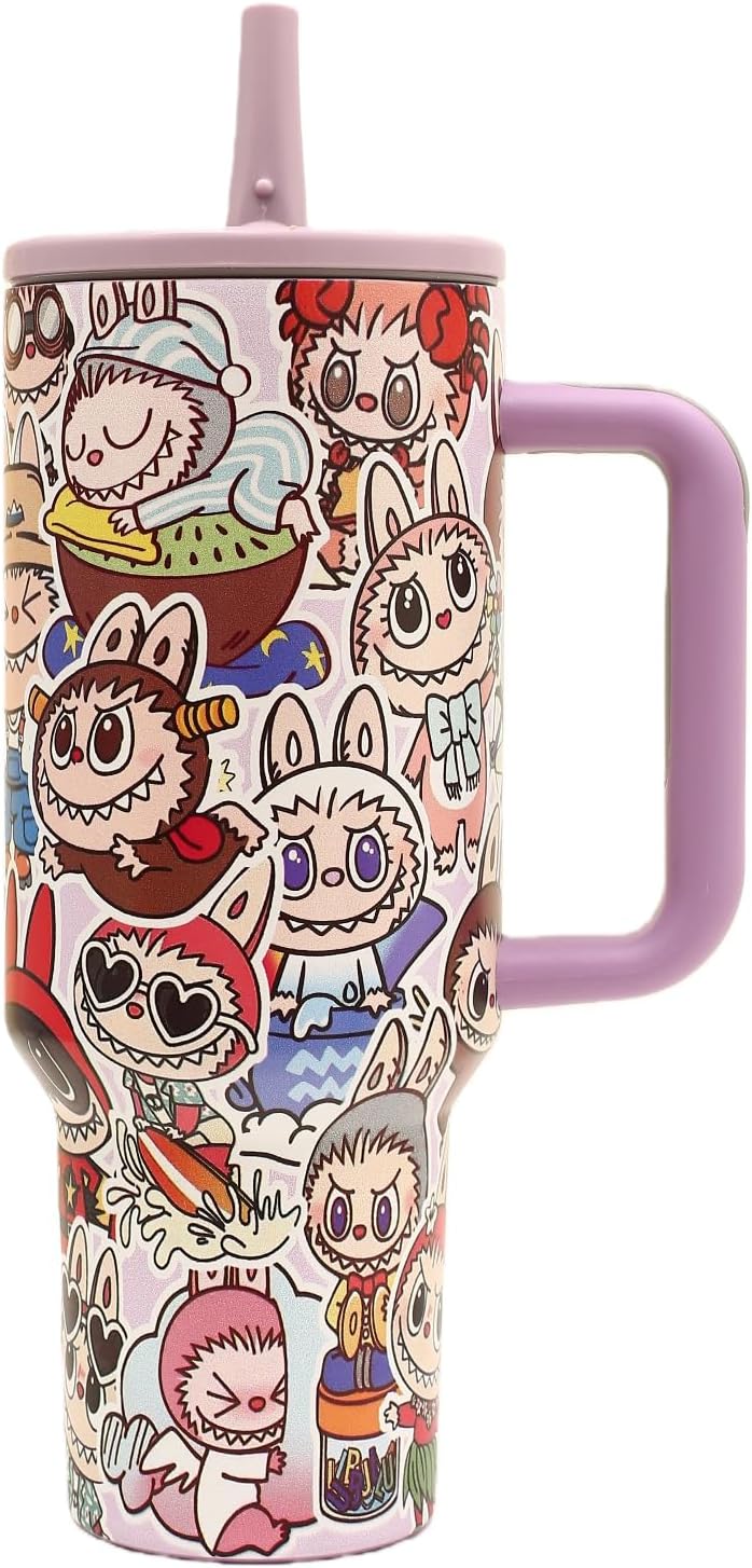 40 oz Tumbler with Handle and Flip Straw Lid, Cup Holder Friendly Insulated Stainless Steel Travel Mug, Gifts for Women & Men