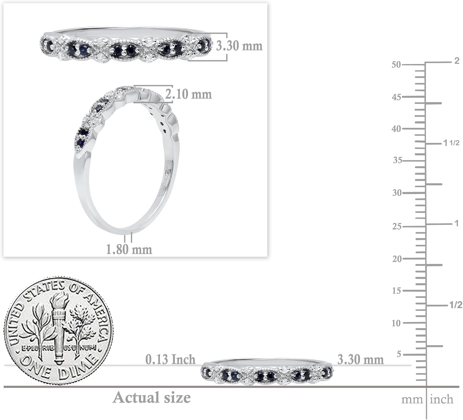 Dazzlingrock Collection Round Gemstone & White Natural Diamond Marquise Miligrain Ring for Women in 925 Sterling Silver