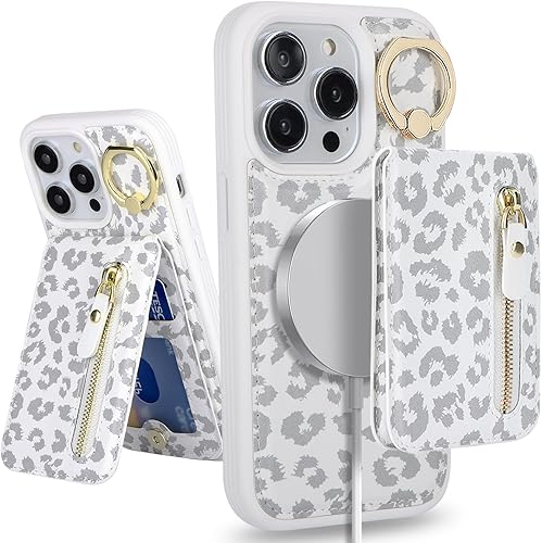 Magsafe Funda para iPhone 15 Pro con tarjetero y tarjetero para iPhone 15 Pro, cartera compatible con cartera desmontable 2 en 1 para hombres,