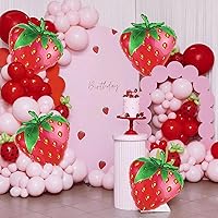 Vista 3 de 12 globos de fresa, globos de frutas dulces para decoraciones de fiestas de cumpleaños, globos de aluminio de fresa para fiesta temática de fresas