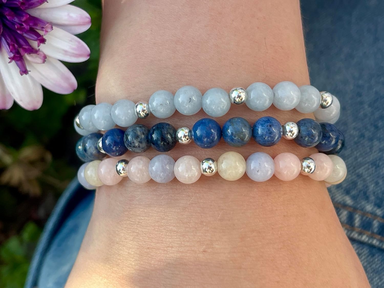 Edelsteinarmband aus Natursteinen & Edelstahlperlen 4 mm – Spirituelle Kraftsteine – Handgemachtes Geschenk für Freundin, Mama & Lieblingsmensch