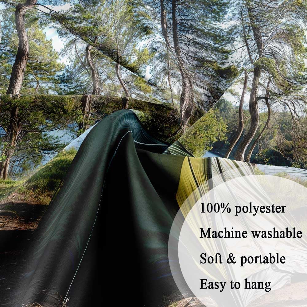 Happy Camper Shower Curtain, RV Shower Curtain, RV Bathroom Accessories for Travel Trailers, Camping Shorter and Narrow Stall Fabric Bathroom Decor withHooks (Green, 72"W x 84"L (Pack of 1))