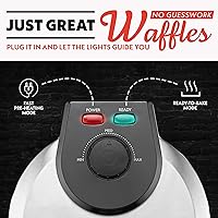Vista 4 de Gourmia Belgian Waffle Maker – Compact Design with Upright Storage, Adjustable Browning, and Easy-Clean Nonstick Ceramic Plates, Stainless Steel