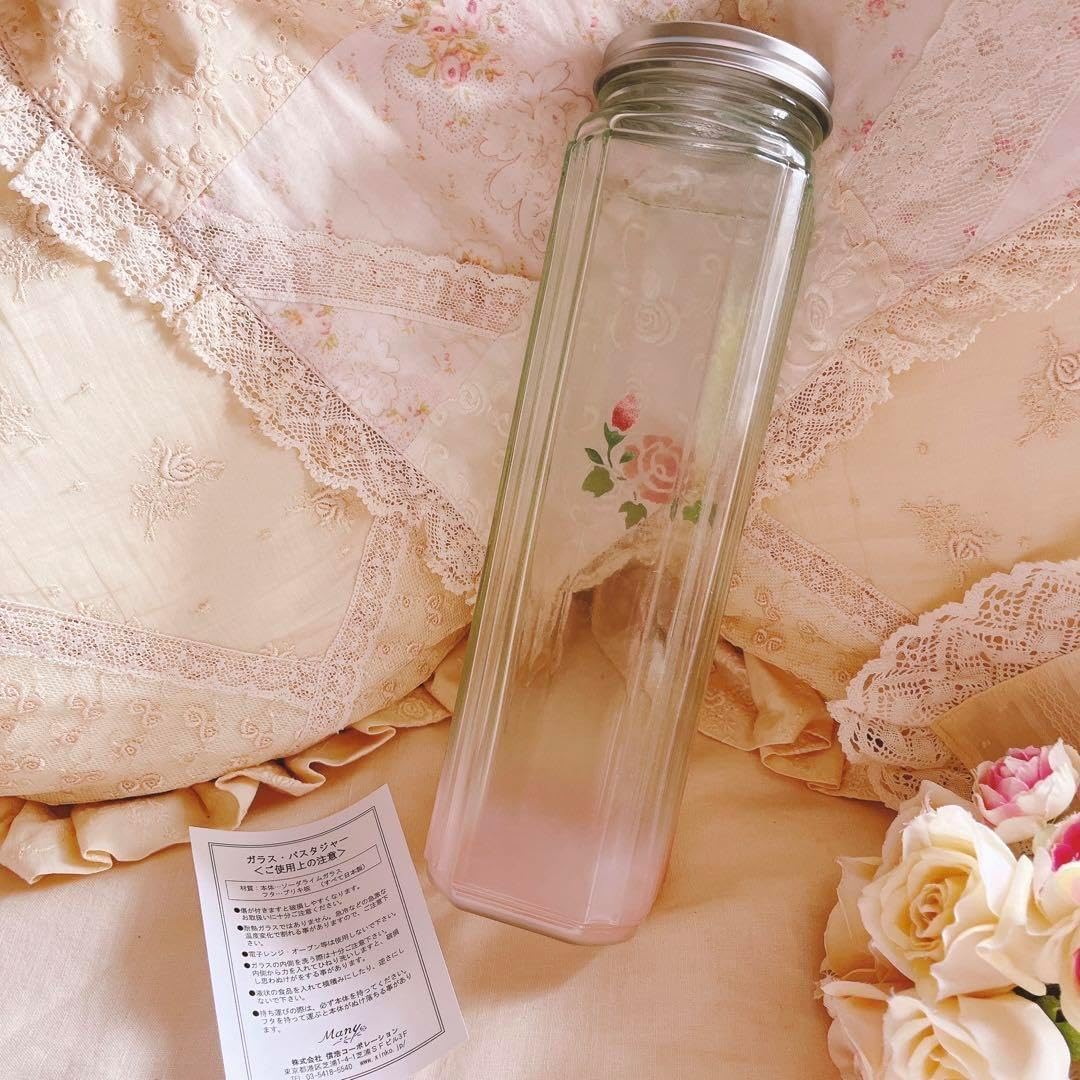 マニー ステンシルローズ ガラスキャニスター2点セット