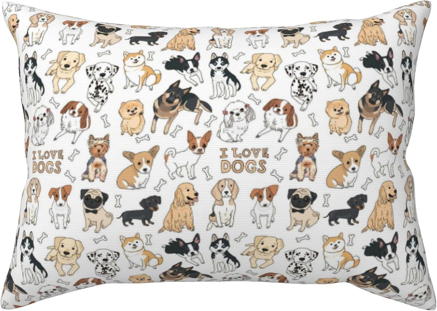 Small Dogs Envelope Satin Pillowcases，Cute Puppy Standard