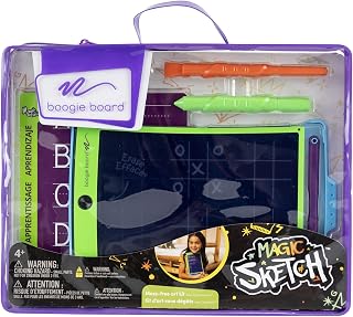 Boogie Board New Magic Sketch Reusable Kids’ Creativity Kit with Carry Case, Colorburst Drawing Pad, Stylus and Texture Tools, Double-Sided Templates for Drawing, Writing, and Tracing, Ages 4+