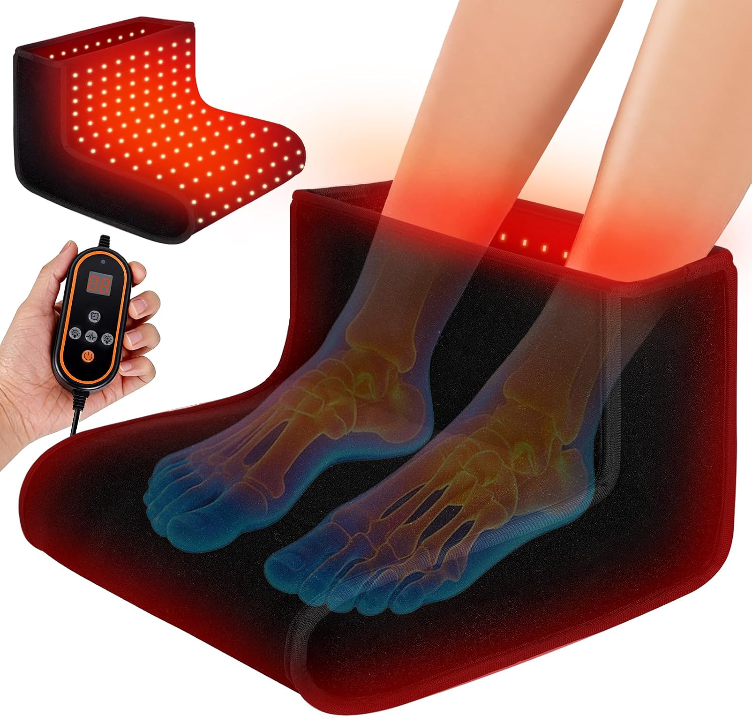 Red Light Therapy for Feet, 320 Dual Wavelength 3 in 1 Chip LEDs, with Adjustable Controller Full Coverage Foot Infrared Therapy Device for Ankle Heel Plantar Joint Muscle Relief