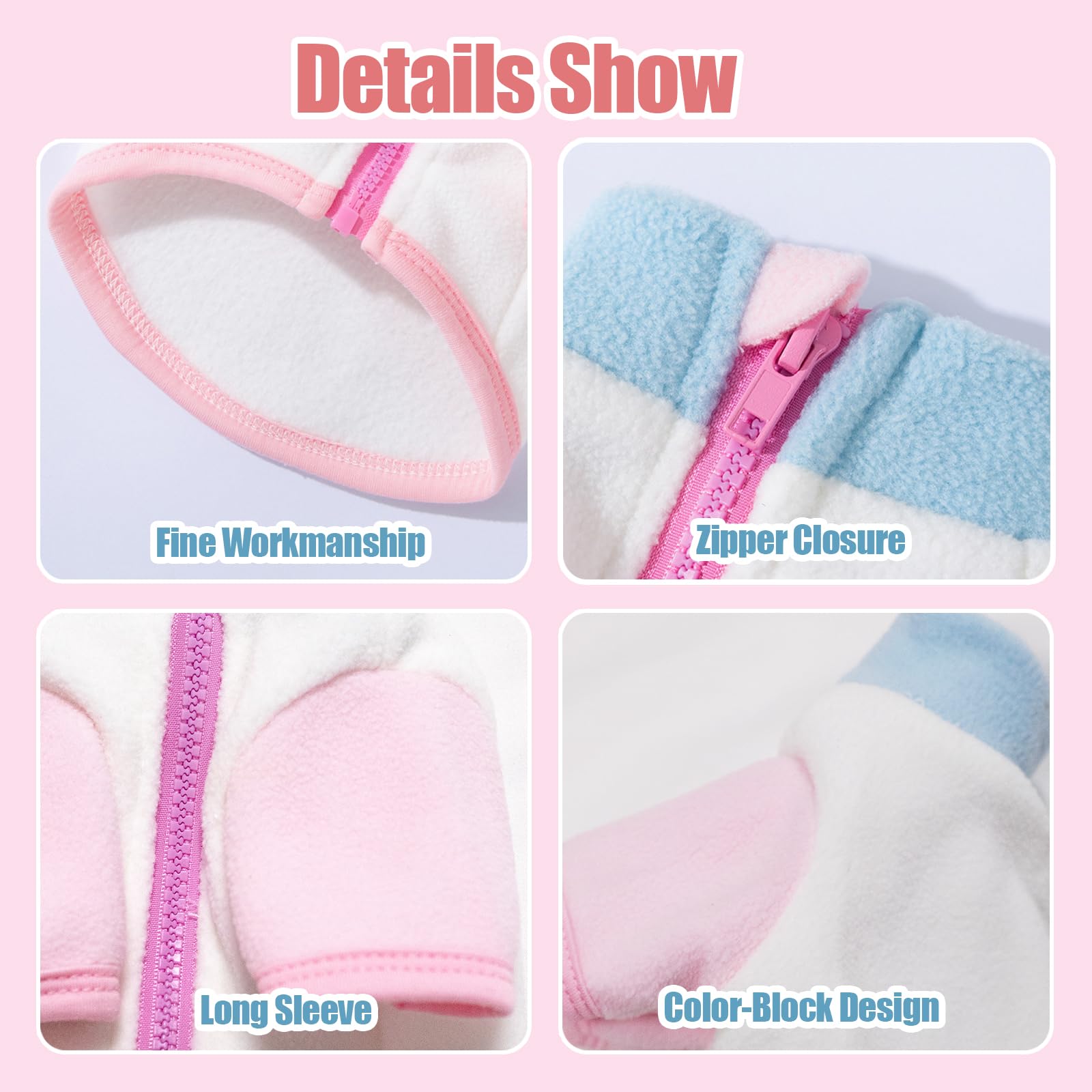 Yaopelky Pet Sweatshirt Fits Small Dogs Cats Color-Block Design D-Ring for Leash Soft Fleece for Fall/Winter Ideal Pet Gift (White - Image 4