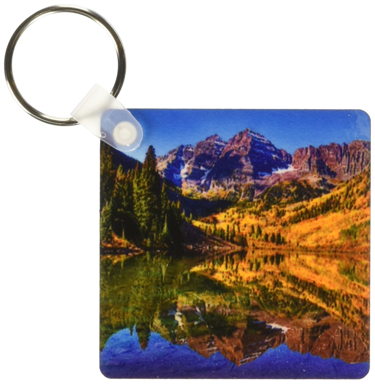 3dRoseMaroon Bells Peaks in the Elk Mountains Reflected on Aspen Lake - Key Chains, 2.25 x 4.5 inches, set of 2 (kc_26258_1)